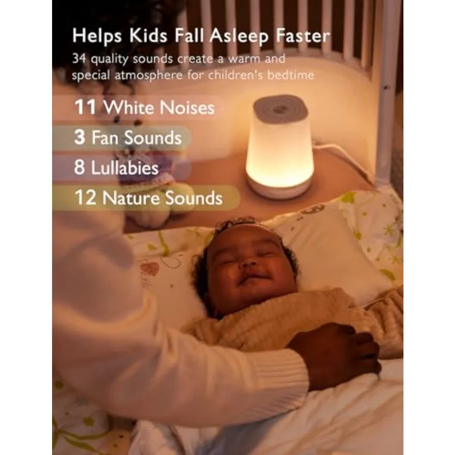 Baby Sound Machine, White Noise Machine for Baby Sleeping with Night Light, Toddler Sleep Trainer 34 Soothing Sleep Sounds