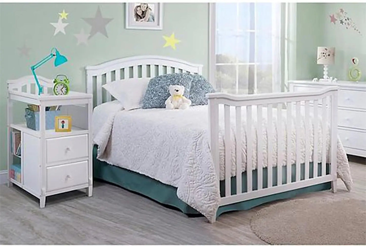 Furniture Berkley Crib and Changer with Slat Panel Back Classic -in- Convertible Diaper Changing Table Non-Toxic Finish Wooden