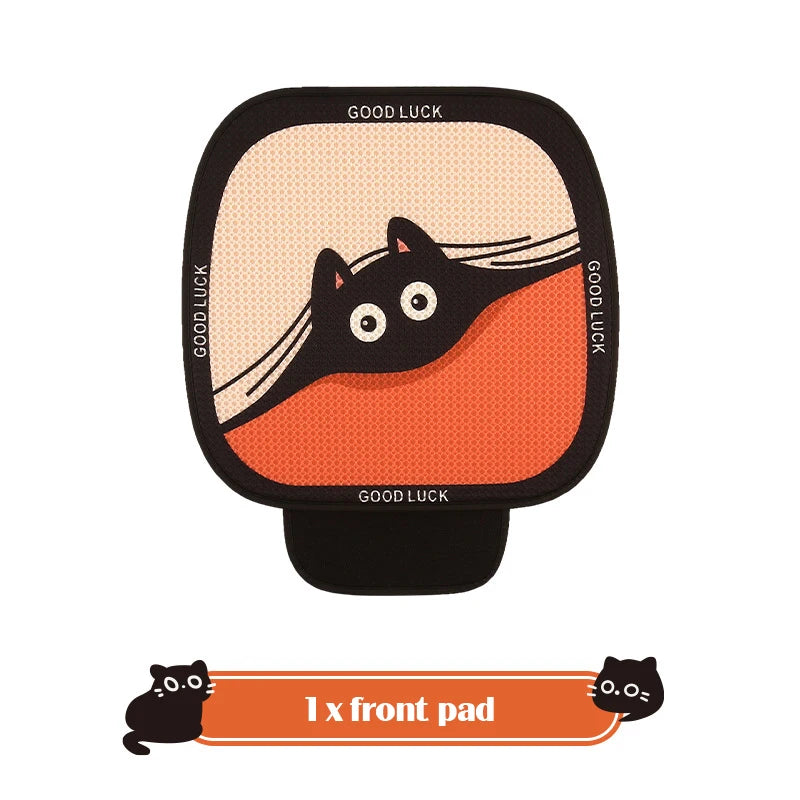 Cute Cartoon Car Seat Cushion Personality Cat Pattern Men's Women's Car Seat Cover Interior Accessories Four Seasonal Universal