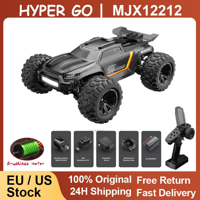 MJX 1:12 12212 Remote Control Car 58KM/H Monster Truck RC Four-Wheel Drive Electric 3S High-Speed Brushless Remote Control Car