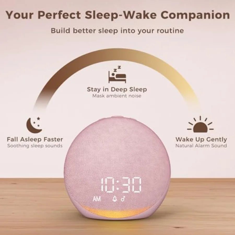 Sound Machine Alarm Clock for Bedroom: 25 Natural Sleep Sounds - White Noise Machine for Adults and Baby - Gentle Wake Up Alarm