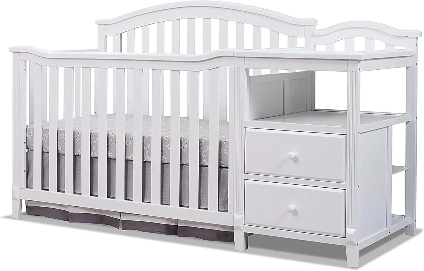Furniture Berkley Crib and Changer with Slat Panel Back Classic -in- Convertible Diaper Changing Table Non-Toxic Finish Wooden
