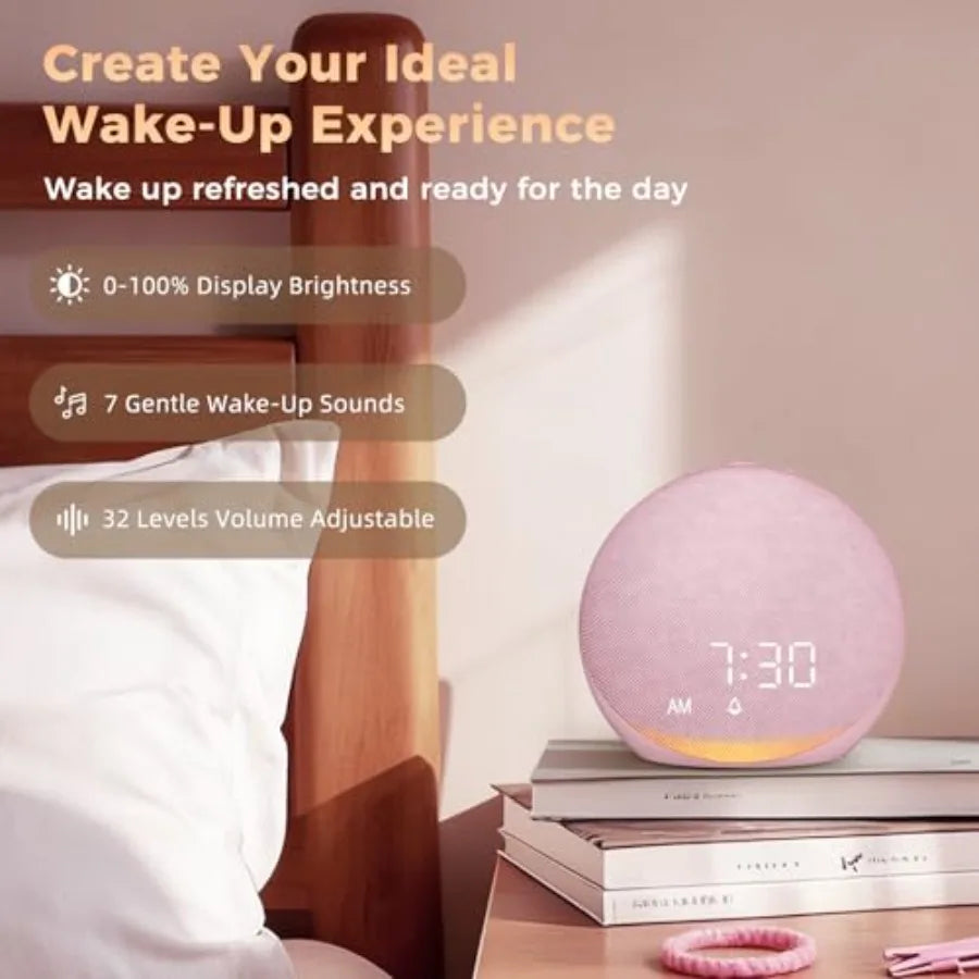 Sound Machine Alarm Clock for Bedroom: 25 Natural Sleep Sounds - White Noise Machine for Adults and Baby - Gentle Wake Up Alarm