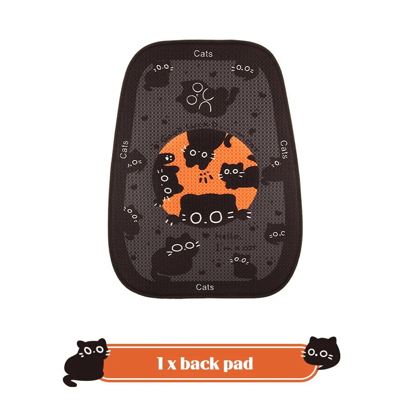 Cute Cartoon Car Seat Cushion Personality Cat Pattern Men's Women's Car Seat Cover Interior Accessories Four Seasonal Universal