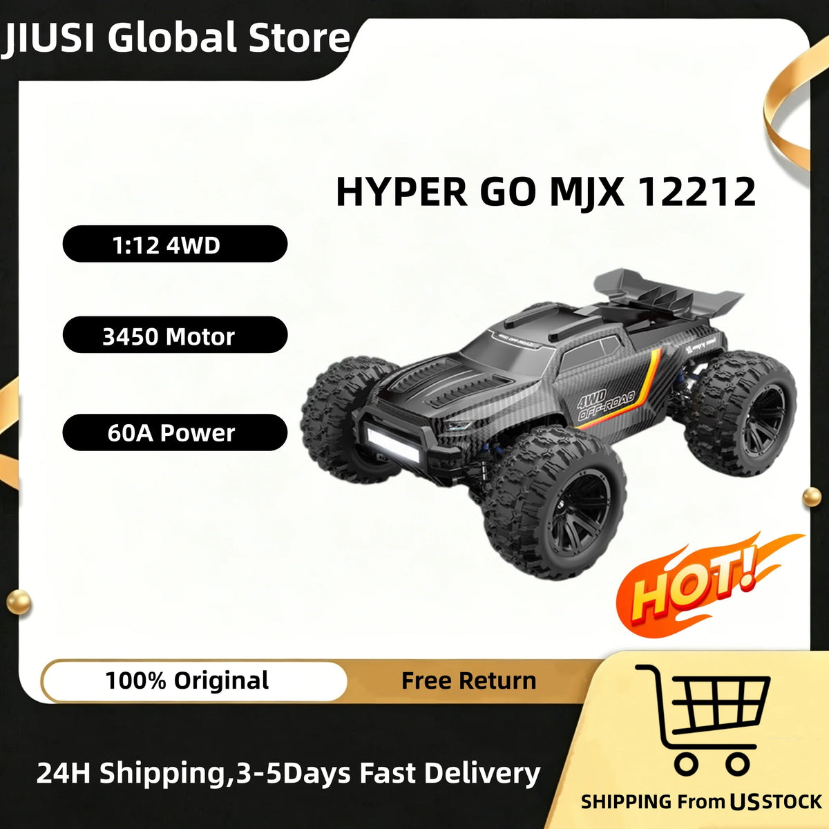 Car 4x4 Rc Toys Rc Offroad 58 KM/H Truck RC 4WD Electric 3S High-Speed Brushless Control Car For Adult Shipping From US HYPER GO MJX 12212 1:12