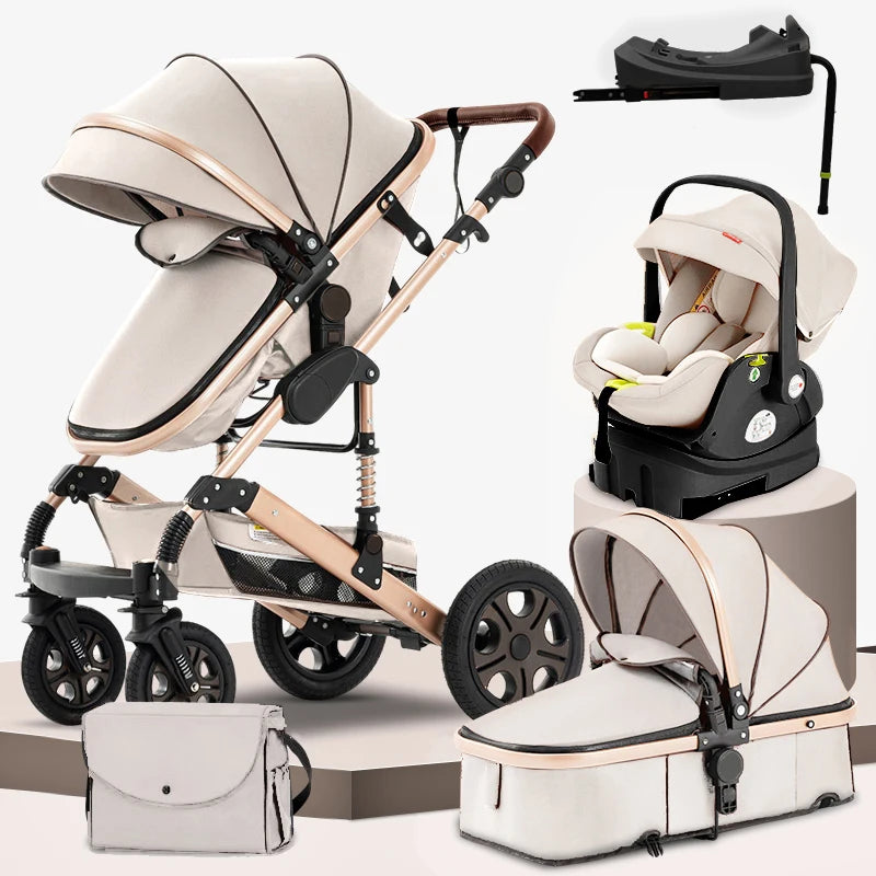 Baby Stroller and Car Seat,Baby Travel System with Isofix Base,Baby Carriage Up to 55lbs, 3in1 Reversible Foldable Standard Stroller