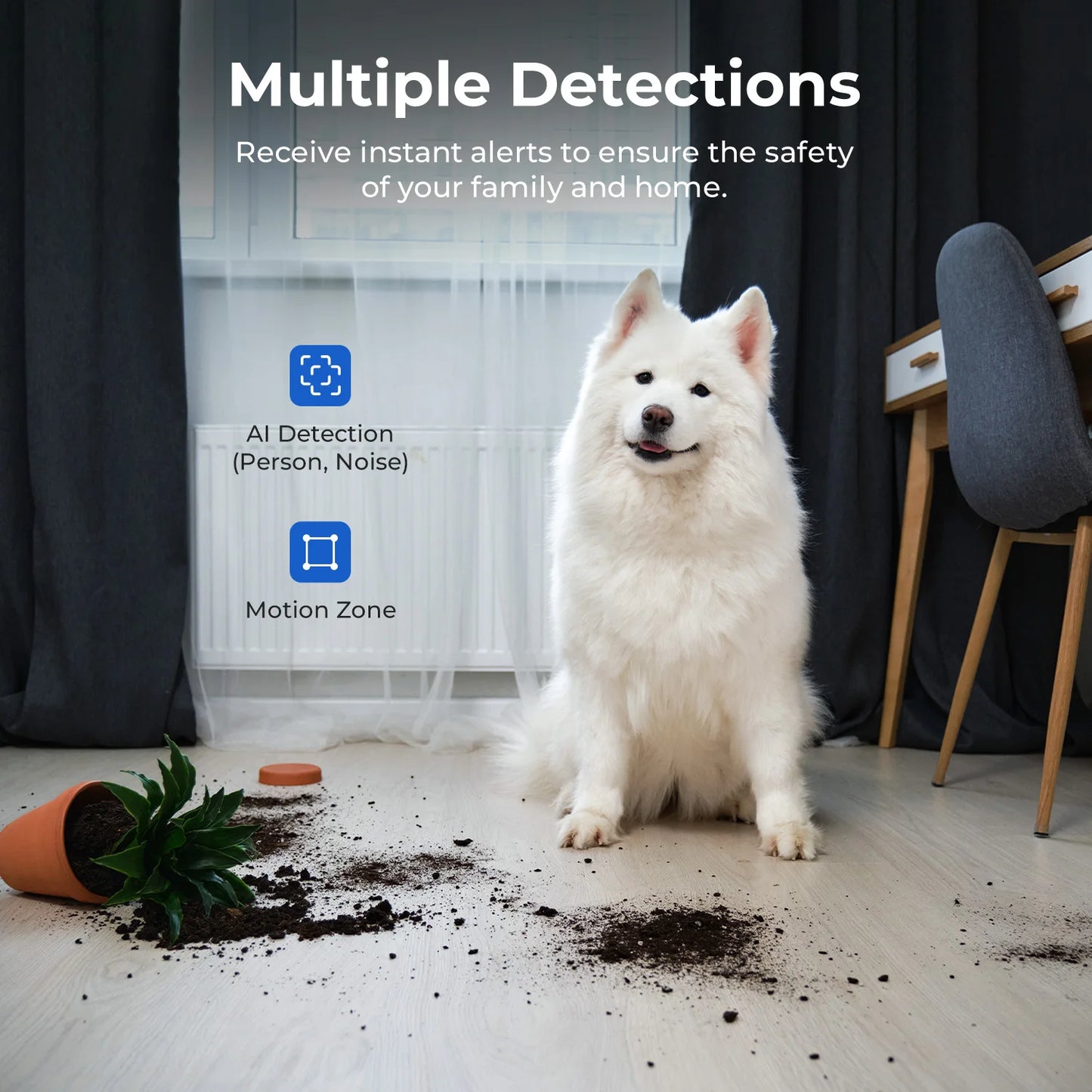IMILAB C21 WiFi Camera 2.5K Baby Monitor Indoor IP Camera with PTZ Night Vision 2-Way Audio Human Tracking AI Detection