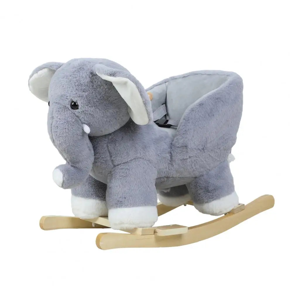 Baby Rocker Chair Elephant Baby Rocking Horse Stuffed Plush Ride-on Rocking Horse for Toddlers 1-3 with Music Sound