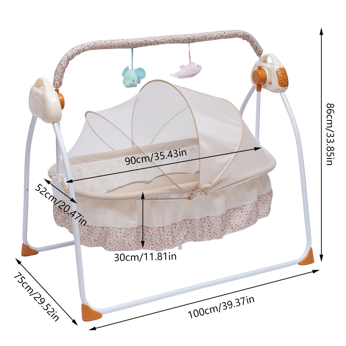 Cradle Swing Sleeping Bed Auto Rocking Chair Bed Swing 5 Speed Stand Baskets Musical Sleeping Basket 0-18 Months