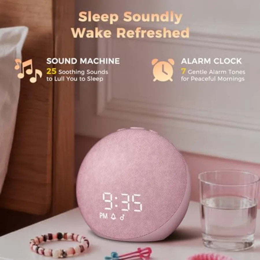Sound Machine Alarm Clock for Bedroom: 25 Natural Sleep Sounds - White Noise Machine for Adults and Baby - Gentle Wake Up Alarm