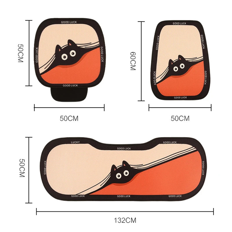 Cute Cartoon Car Seat Cushion Personality Cat Pattern Men's Women's Car Seat Cover Interior Accessories Four Seasonal Universal