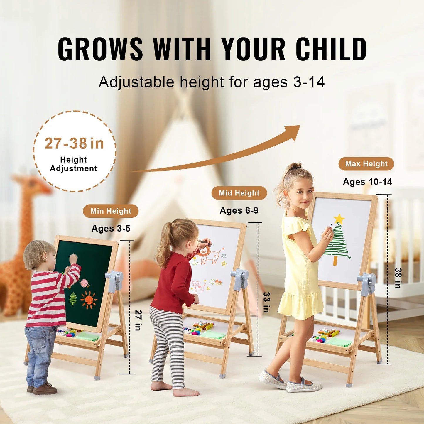 Standing Magnetic Drawing Board WordPad Art Easel with Painting Accessories Children Educational Toys for Kids Boy Girl