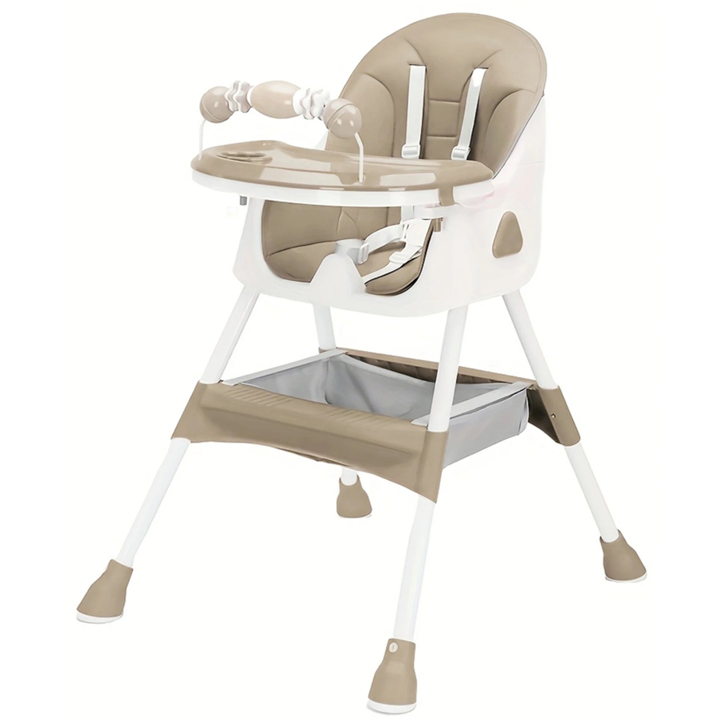Foldable Baby High Chair 6 Months Plus, with Large Anti-slip Pad & Toy Rack, Easy to Clean Feeding