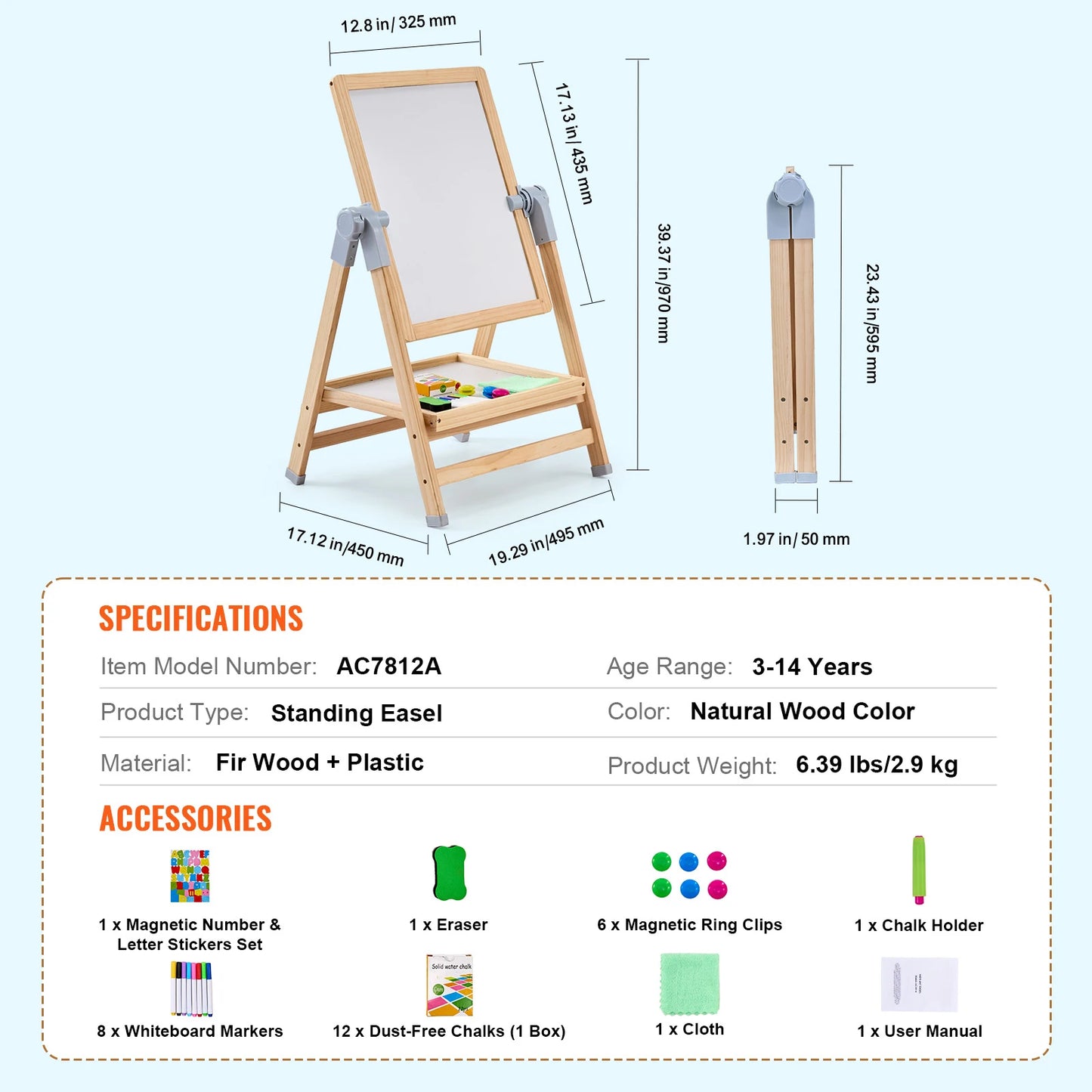 Standing Magnetic Drawing Board WordPad Art Easel with Painting Accessories Children Educational Toys for Kids Boy Girl