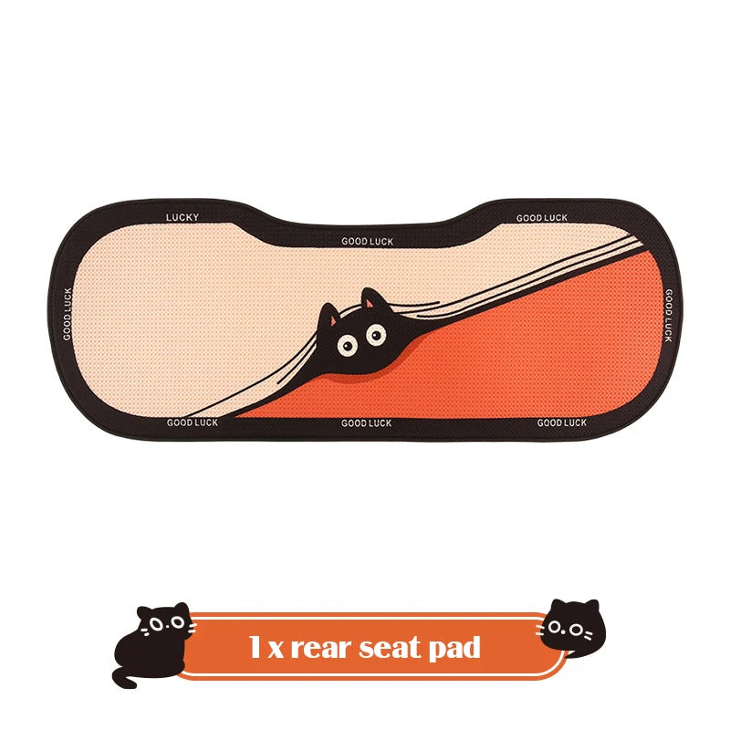 Cute Cartoon Car Seat Cushion Personality Cat Pattern Men's Women's Car Seat Cover Interior Accessories Four Seasonal Universal